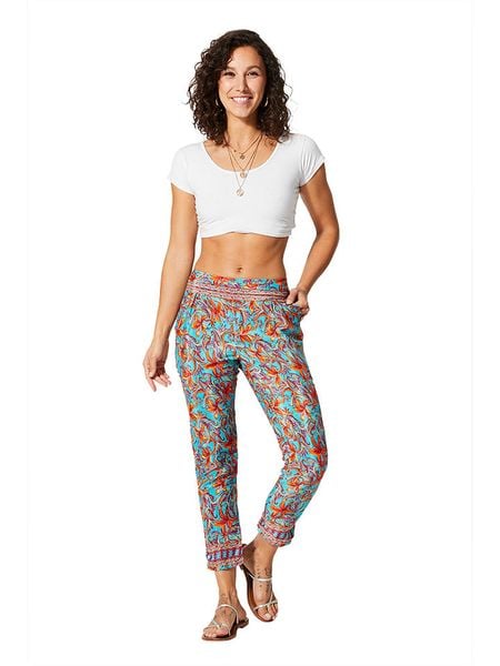 Aller Simplement Spodnie w kolorze turkusowo-pomarańczowym rozmiar: 38/40. Brązowe spodnie z wysokim stanem Aller Simplement, bez wzorów, z materiału, z podwyższonym stanem. Za 83,42 zł.