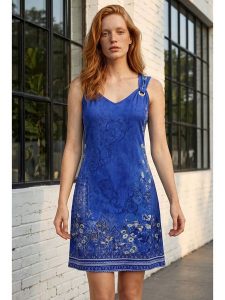 SOULSHAE Sukienka w kolorze granatowym rozmiar: L/XL. Niebieskie sukienki SOULSHAE, na co dzień, l, bez wzorów, bez kołnierzyka, bez ramiączek, mini, proste. Za 119,95 zł.