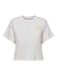 ONLY Koszulka "Annabel" w kolorze białym rozmiar: L. Białe bluzki ONLY, l, bez wzorów, z bawełny, bez kołnierzyka, bez ramiączek. Za 43,88 zł.