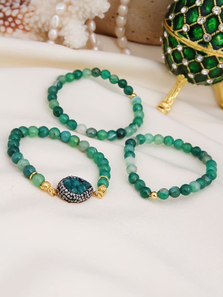 L'Atelier de Gaia Bransoletki (3 szt.) z agatem i hematytem rozmiar: onesize. Zielone bransoletki L'Atelier de Gaia, z agatem, z mosiądzu. Za 91,56 zł.