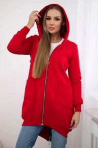 Bluza ocieplana z suwakiem z tyłu czerwona. Czerwone bluzy KESI, l, bez wzorów, z bawełny, bez kaptura. Za 258,24 zł.