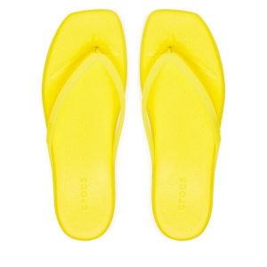 Japonki Crocs. Żółte klapki Crocs, bez wzorów, bez obcasa. Za 111,99 zł.