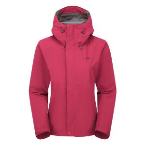 Kurtka przeciwdeszczowa damska Rab Women's Downpour Jacket z kapturem. Czerwone kurtki RAB, s, bez wzorów, z kapturem. Za 491,09 zł.