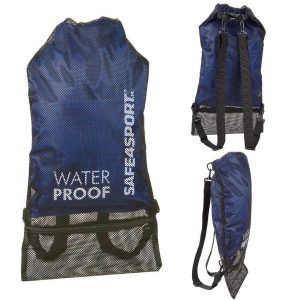 Plecak wodoszczelny worek sportowy na basen + siatka Mesh Bag 2 osobne kieszenie. Niebieskie plecaki SAFE4SPORT. Za 75,99 zł.