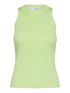 SELECTED FEMME Top w kolorze limonkowym rozmiar: L. Zielone topy Selected Femme, l, bez wzorów, z wiskozy, klasyczne, bez kołnierzyka, bez ramiączek. Za 52,67 zł.