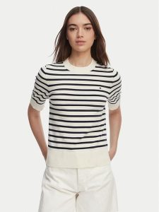 Tommy Hilfiger Sweter WW0WW49705 Biały Slim Fit. Białe swetry klasyczne TOMMY HILFIGER, l, z bawełny, bez kołnierzyka. Za 369,99 zł.