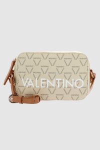 VALENTINO Mała kremowa torebka Liuto Camera Bag. Brązowe torebki klasyczne Valentino by Mario Valentino, bez wzorów, duże, bez dodatków. W wyprzedaży za 380,99 zł.