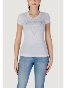 Guess T-Shirt W5RI11 J1314 Biały Regular Fit. Białe t-shirty Guess, m, z aplikacjami, z bawełny, bez kołnierzyka, bez ramiączek. Za 109,99 zł.