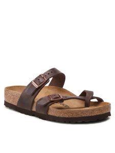 Birkenstock Japonki Mayari 0171321 Brązowy. Brązowe klapki Birkenstock, bez wzorów, z nubiku, bez obcasa. Za 359,99 zł.