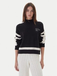 Guess Golf W5BR78 Z4242 Czarny Relaxed Fit. Czarne golfy Guess, z aplikacjami, z syntetyku. Za 439,99 zł.