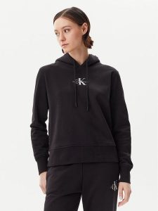 Calvin Klein Jeans Bluza Monologo J20J225358 Czarny Regular Fit. Czarne bluzy Calvin Klein Jeans, xs, bez wzorów, z bawełny, bez kaptura. Za 279,99 zł.