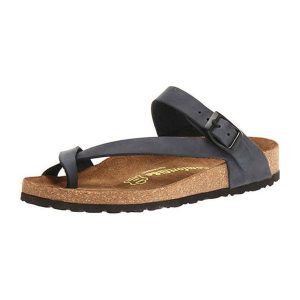 Comfortfusse Skórzane japonki w kolorze granatowym rozmiar: 37. Niebieskie klapki Comfortfüße, bez wzorów, z otwartym noskiem, bez obcasa. Za 202,03 zł.