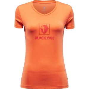 Koszulka turystyczna damska Blackyak SENEPOL LOGO z krótkim rękawem. Brązowe bluzki BLACK YAK, s, bez wzorów, sportowe, bez kołnierzyka, bez ramiączek. Za 99,99 zł.
