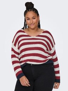 ONLY Carmakoma Sweter w kolorze czerwono-białym rozmiar: M-46/48. Białe swetry oversize Only Carmakoma, m, bez wzorów, ze splotem, bez ramiączek. Za 100,99 zł.