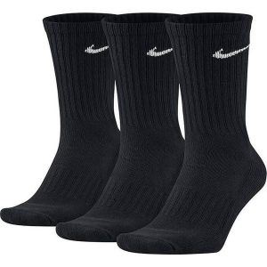 Sportowe skarpetki Nike 3-pak Crew SX4508. Czarne skarpetki Nike, bez wzorów. W wyprzedaży za 59,99 zł.
