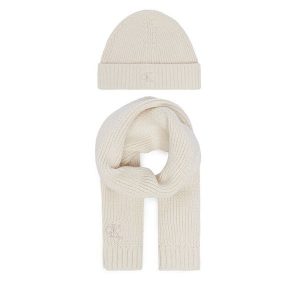 Zestaw szalik i czapka Calvin Klein Jeans. Białe szaliki Calvin Klein Jeans, bez wzorów, z jeansu. Za 209,99 zł.