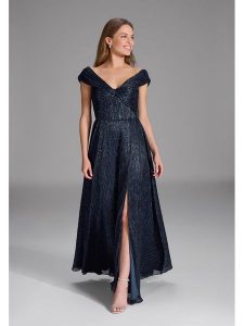 SWING Sukienka w kolorze granatowym rozmiar: 34. Niebieskie sukienki Swing, bez wzorów, bez kołnierzyka, bez ramiączek, maxi. Za 317,73 zł.