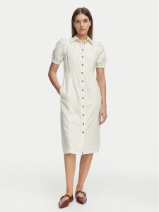 French Connection Sukienka jeansowa 71SZN Biały Regular Fit. Białe sukienki French Connection, bez wzorów, z bawełny, bez kołnierzyka, bez ramiączek. Za 526,99 zł.