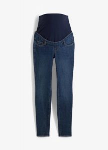 Jeansy ciążowe skinny z bawełną organiczną. Niebieskie jeansy bonprix, bez wzorów, z bawełny. Za 179,99 zł.