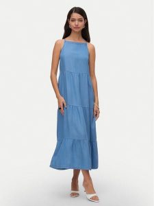 Vero Moda Sukienka letnia Fleur 10326075 Niebieski Loose Fit. Niebieskie kombinezony Vero Moda, na lato, s, bez wzorów, z lyocellu, bez kołnierzyka, bez ramiączek. Za 129,99 zł.