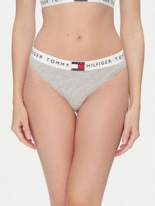 Tommy Hilfiger Stringi UW0UW06039 Szary. Szare stringi TOMMY HILFIGER, bez wzorów, z bawełny. Za 59,99 zł.