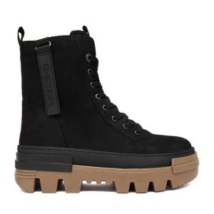 Trzewiki G-Star Raw. Czarne botki G-Star Raw, bez wzorów, bez obcasa, na płaskiej podeszwie, bez zapięcia. Za 359,99 zł.