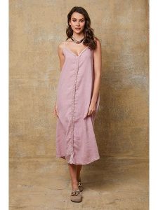 Joséfine Lniana sukienka "Louisa" w kolorze jasnoróżowym rozmiar: XXL. Różowe sukienki Joséfine, xxl, bez wzorów, ze lnu, bez kołnierzyka, bez ramiączek, maxi. Za 152,99 zł.