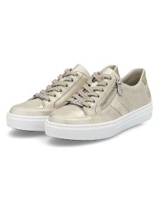Rieker Skórzane sneakersy w kolorze złotym rozmiar: 40. Żółte trampki Rieker, bez wzorów, z materiału, bez zapięcia. Za 167,28 zł.