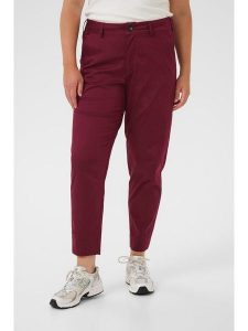 KAFFE curve Spodnie chino w kolorze bordowym rozmiar: 42. Czerwone chinosy KAFFE curve, bez wzorów, z podwyższonym stanem. Za 113,99 zł.