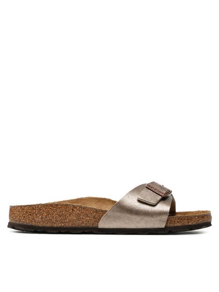 Birkenstock Klapki Madrid Bs 1020632 Złoty. Żółte klapki Birkenstock, bez wzorów, ze skóry, bez obcasa. Za 359,99 zł.