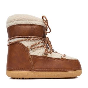 Śniegowce DeeZee. Brązowe buty zimowe DeeZee, bez obcasa, bez zapięcia. Za 199,99 zł.