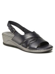 Go Soft Sandały WI16-SHEENA-01 Granatowy. Niebieskie sandały Go Soft, bez wzorów, ze skóry, bez obcasa, na koturnie, bez zapięcia. Za 62,99 zł.
