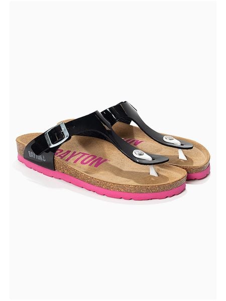 BAYTON Japonki "Mercure" w kolorze różowo-czarnym rozmiar: 39. Czarne klapki Bayton, bez wzorów, z tworzywa sztucznego, z otwartym noskiem, bez obcasa. Za 134,85 zł.