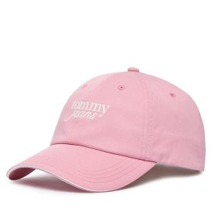 Czapka z daszkiem Tommy Jeans. Czerwone czapki Tommy Jeans, bez wzorów, z jeansu. Za 149,99 zł.