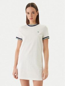 Calvin Klein Jeans Sukienka codzienna LV047F248G Biały Relaxed Fit. Białe kombinezony Calvin Klein Jeans, xl, bez wzorów, z bawełny, bez kołnierzyka, bez ramiączek. Za 369,99 zł.