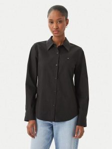 Tommy Hilfiger Koszula WW0WW47169 Czarny Regular Fit. Czarne koszule TOMMY HILFIGER, bez wzorów, z bawełny, bez kołnierzyka, bez ramiączek. Za 369,99 zł.