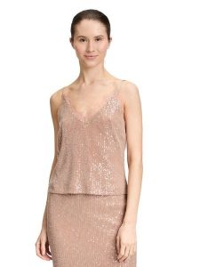 Vera Mont Top w kolorze beżowym rozmiar: 38. Brązowe topy Vera Mont, bez wzorów, z koronki, bez kołnierzyka, bez ramiączek. Za 152,99 zł.