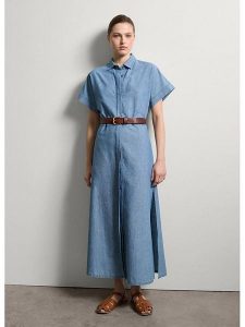 STEFANEL Sukienka w kolorze błękitnym rozmiar: L. Niebieskie sukienki Stefanel, l, bez wzorów, z bawełny, bez kołnierzyka, bez ramiączek, maxi. Za 260,99 zł.