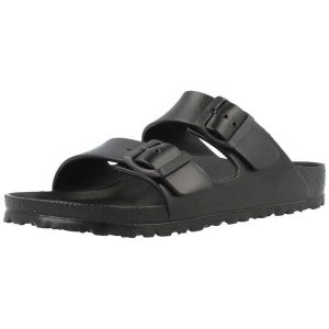 Klapki damskie Birkenstock Arizona W Eva. Czarne klapki Birkenstock, bez wzorów, z materiału, bez obcasa. Za 189,00 zł.