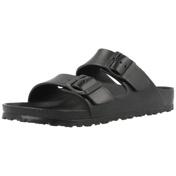 Klapki damskie Birkenstock Arizona W Eva. Czarne klapki Birkenstock, bez wzorów, z materiału, bez obcasa. Za 189,00 zł.