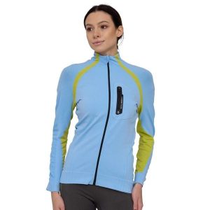 Bluza dresowa termoaktywna rozpinana damska Brubeck ACTIVE PRO. Niebieskie bluzy Brubeck, bez wzorów, z dresówki, bez kaptura. Za 254,15 zł.
