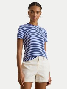 LAUREN RALPH LAUREN T-Shirt 200P03721004 Niebieski Slim Fit. Niebieskie t-shirty Lauren Ralph Lauren, s, bez wzorów, z bawełny, bez kołnierzyka, bez ramiączek. Za 299,99 zł.