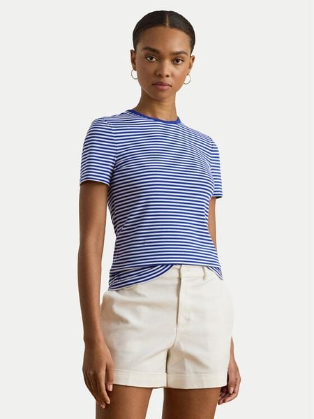LAUREN RALPH LAUREN T-Shirt 200P03721004 Niebieski Slim Fit. Niebieskie t-shirty Lauren Ralph Lauren, xs, bez wzorów, z bawełny, bez kołnierzyka, bez ramiączek. Za 226,99 zł.
