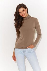 Latte Klasyczna Bluzka z Golfem. Bluzki Makadamia, bez wzorów, z elastanu. Za 129,90 zł.