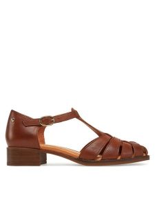 Pikolinos Sandały W7D-1835 Brązowy. Brązowe sandały Pikolinos, bez wzorów, ze skóry, bez obcasa, na słupku, bez zapięcia. Za 569,99 zł.