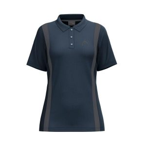 Damska koszulka polo Head Club 25 Tech. Niebieskie bluzki Head, xs, bez wzorów, eleganckie, bez kołnierzyka, bez ramiączek. W wyprzedaży za 189,00 zł.