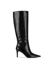 Nine West Kozaki WFA3425-1 Czarny. Czarne kozaki Nine West, bez wzorów, z materiału, bez obcasa, na szpilce, bez zapięcia. Za 329,99 zł.