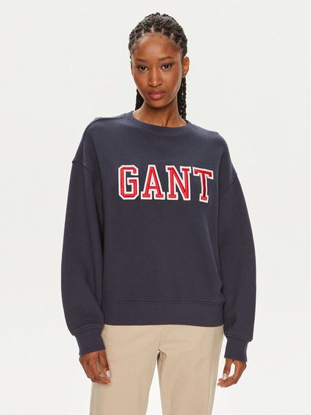 Gant Bluza Logo 4200840 Granatowy Relaxed Fit. Niebieskie bluzy GANT, xl, bez wzorów, z bawełny, bez kaptura. Za 360,99 zł.