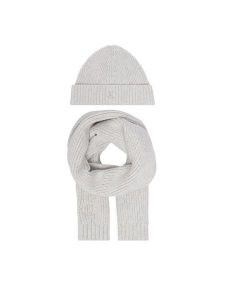 Calvin Klein Jeans Zestaw szalik i czapka Knitted Scarf Beanie Giftbox LVCKFJP00N Szary jasny. Szare szaliki Calvin Klein Jeans, bez wzorów, z bawełny. Za 209,99 zł.