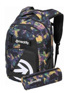 Plecak na laptopa z paskami na deskorolkę - Dark Aquarel Meatfly + piórnik. Niebieskie plecaki Meatfly. Za 237,99 zł.